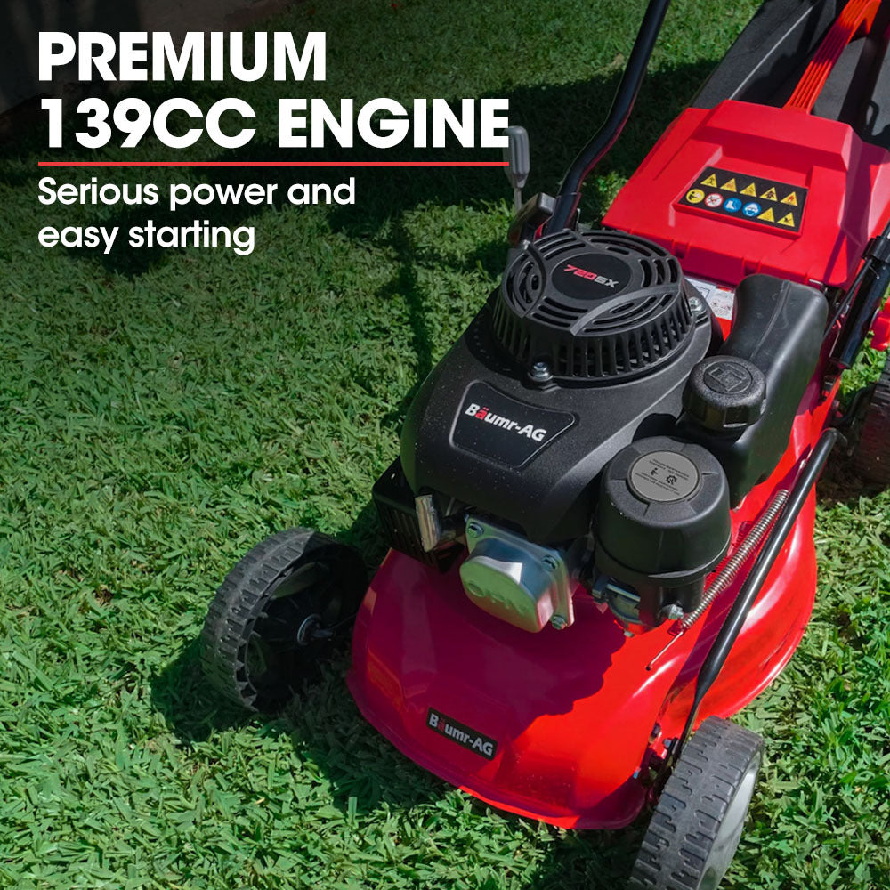 NNEMB Lawn Mower 139CC 17 Petrol Push Lawnmower 4-Stroke Engine Catch New-3
